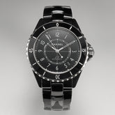 J12 Date Automatic Black Ceramic White Numerals Black Dial Black Steel Hands