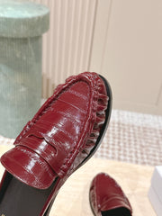 YSL 25S LOAFER MULE IN DARK RED GLOSSY CALFSKIN