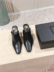 YSL 25S JILL MULES IN BLACK SMOOTH CALFSKIN