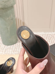 YSL 25S JILL MULES IN BURGUNDY SMOOTH CALFSKIN