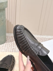 YSL 25S SAINT LAURENT LOAFERS IN BLACK CALFSKIN WITH SMALL LOGO