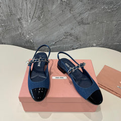 SMALL SQUARE HEAD MARY JANE SANDAL NAVY BLUE CALFSKIN