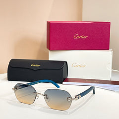 C DE RIMLESS GEOMETRIC FRAME SUNGLASSES 579510 IN METAL AND WOODEN