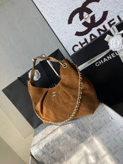 CHANEL 25S HOBO BAG 33 IN BROWN SUEDE GOLD HARDWARE