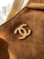 CHANEL 25S HOBO BAG 33 IN BROWN SUEDE GOLD HARDWARE