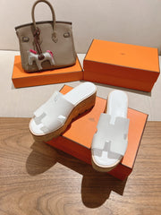 HM 25S HIGH WEDGE SANDALS IN WHITE LAMBSKIN STYLE 34