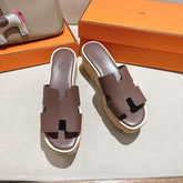 HM 25S HIGH WEDGE SANDALS IN DUSTY ROSE BROWN LAMBSKIN STYLE 19