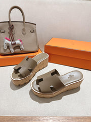 HM 25S HIGH WEDGE SANDALS IN MOCHA BROWN LAMBSKIN STYLE 15