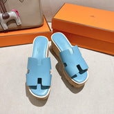 HM 25S HIGH WEDGE SANDALS IN SKY BLUE LAMBSKIN STYLE 8