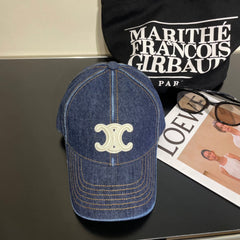 CELINE 25S BASEBALL CAP IN DENIM BLUE WITH LOGO