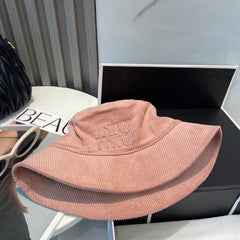 MM BUCKET IN PEACHY PINK VELVET WITH LOGO