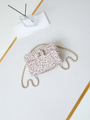 CHANEL 25S FLAP BAG 20 IN LIGHT PINK MIX BLACK SEQUINS