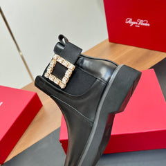 RANGERS CHELSEA BOOTS IN BLACK SMOOTH CALFSKIN CRYSTAL BUCKLE