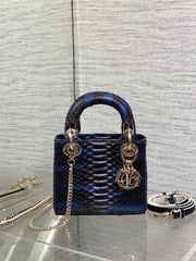 MINI 17 LADY BAG IN NAVY BLUE MIX BLACK SNAKESKIN PATTERN LAMBSKIN