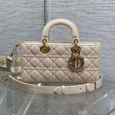 DIOR 25S MEDIUM LADY D-JOY 26 IN BEIGE LAMBSKIN GOLD HARDWRE