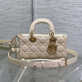 DIOR 25S SMALL LADY D-JOY 22 IN BEIGE LAMBSKIN GOLD HARDWRE
