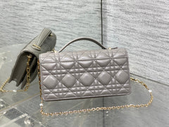 DIOR 25S DIOR TALK PHONE POUCH 21 IN DIRTY LILAC CANNAGE LAMBSKIN GOLD HARDWARE