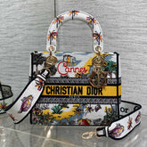 DIOR 25S SMALL LADY D-LITE BAG 24 IN YELLOW CANVAS DIOR CANNES