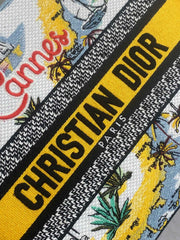 DIOR 25S SMALL LADY D-LITE BAG 24 IN YELLOW CANVAS DIOR CANNES