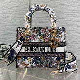 DIOR 25S SMALL LADY D-LITE BAG 24 IN MULTICOLOR DIOR FLOWERS CALENDAR ALLOVER EMBROIDERY