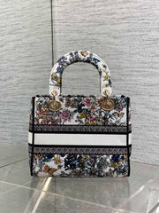 DIOR 25S SMALL LADY D-LITE BAG 24 IN MULTICOLOR DIOR FLOWERS CALENDAR ALLOVER EMBROIDERY