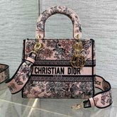 DIOR 25S SMALL LADY D-LITE BAG 24 IN PINK DIOR FLOWERS CALENDAR ALLOVER EMBROIDERY