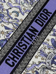 DIOR 25S LARGE BOOK TOTE 42 IN WHITE AND PURPLE DIOR NIGHT OF DREAMS EMBROIDERY