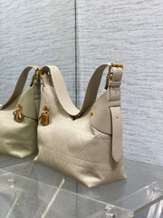 DIOR 25S MEDIUM VOYAGE BAG 28 IN POWDER BEIGE FLAT MACROCANNAGE GRAINED CALFSKIN