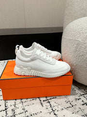 BOUNCING SNEAKER IN WHITE CALFSKIN AND FABRIC