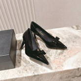CC HIGH HEEL PUMPS 25S IN BLACK LAMBSKIN WITH BOW ATTACHED