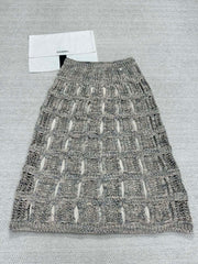 CC 25 Hollow Knitted Skirt Gray Cotton