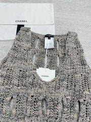 CC 25 Hollow Knitted Vest Gray Cotton