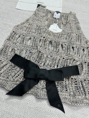 CC 25 Hollow Knitted Vest Gray Cotton