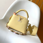 LV 25S CAPUCINES BAG 21 IN YELLOW CALFSKIN GOLD HARDWARE