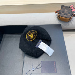 KNITTED BEANIE HAT IN BLACK WOOL AND RABBIT FUR 417754