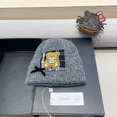 BEANIE HAT IN SHARK GRAY WOOL WITH BOW 421252