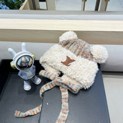 KNITTED BEANIE HAT IN COLORFUL WOOL WITH CUTE BEAR EARS 422497