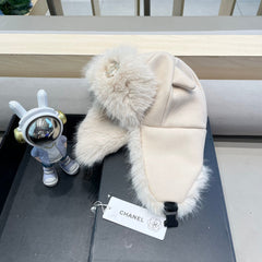 TRAPPER HAT IN WHITE SUEDE AND LAMB FUR 429971