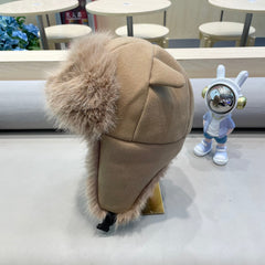 TRAPPER HAT IN DESERT BROWN SUEDE AND LAMB FUR 429974