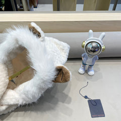 BEANIE HAT IN WHITE WOOL AND LAMB FUR 435076