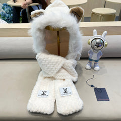 BEANIE HAT IN WHITE WOOL AND LAMB FUR 435076