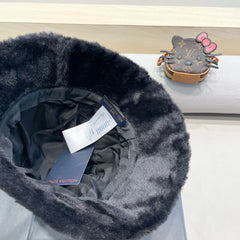 BUCKET HAT IN BLACK WOOL AND LAMB FUR 434939
