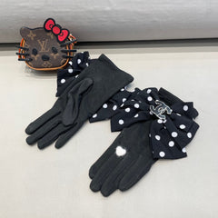 GLOVES IN BLACK MIX WHITE WOOL 454573