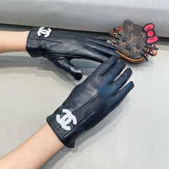 GLOVES IN BLACK LAMBSKIN WITH WHITE LOGO 462412