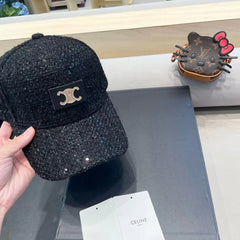 BASEBALL CAP MODEL 650508 IN BLACK TEXTURED SPARKLE FABRIC