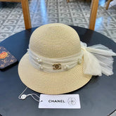 STRAW HAT BOW WITH PEARL IVORY 672698