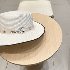 FLAT STRAW HAT WHITE 672721
