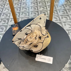 STRAW HAT WITH CHIFFON FLOWER BEIGE 672761