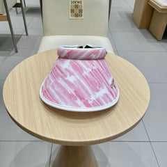 VISOR HAT MODEL 652203 IN PINK AND WHITE FABRIC