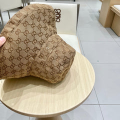 GG BUCKET HAT WIDE BRIM IN BEIGE MONOGRAM CANVAS